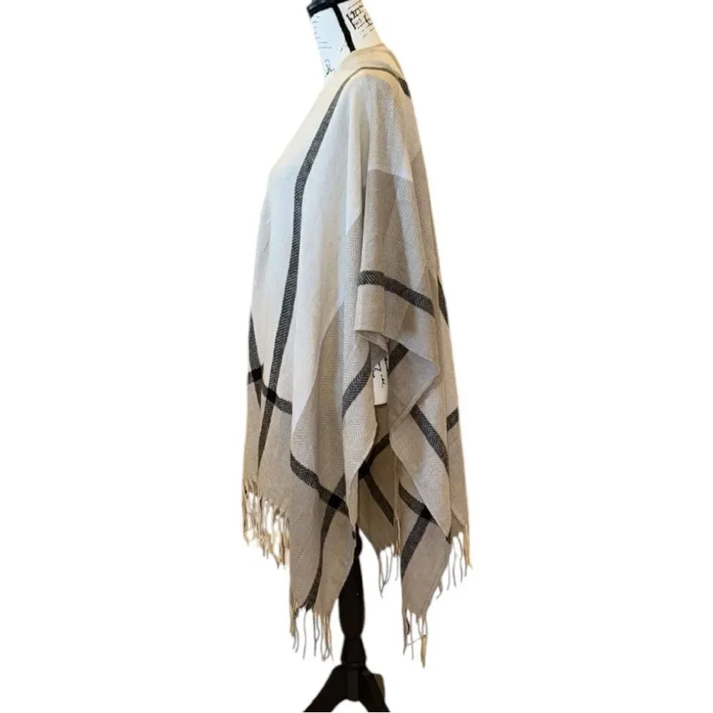 three dots Miranda Plaid Cashmere Blend Wrap OS NWT